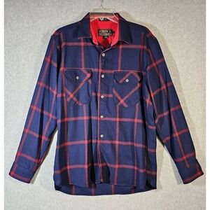 Pendleton Thomas Kay OLIVER Shirt Mens Lg 100% Wool Plaid Navy Red